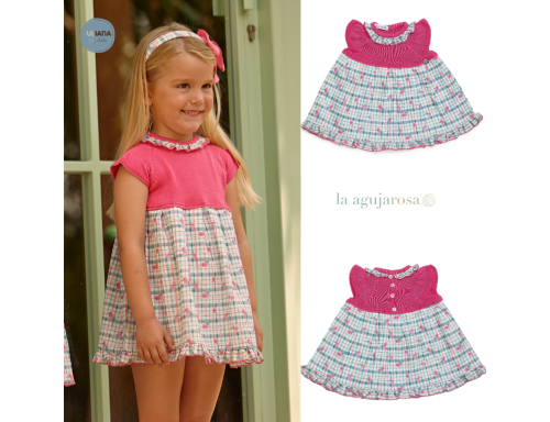 VESTIDO CUERPO DE PUNTO CUADROS DE LA COLECCIÓN CEREZA DE JULIANA