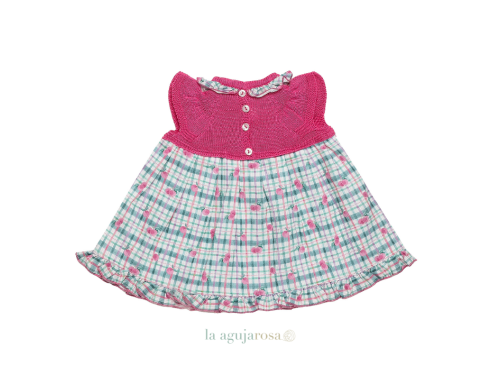 VESTIDO CUERPO DE PUNTO CUADROS DE LA COLECCIÓN CEREZA DE JULIANA