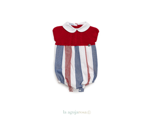 PELELE CUERPO DE PUNTO Y TELA RAYADA DE LA COLEECIÓN SANDÍA DE JULIANA