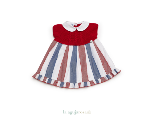 VESTIDO CUERPO DE PUNTO RAYADO DE LA COLECCIÓN SANDÍA DE JULIANA