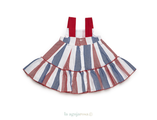 VESTIDO 2 VOLANTES TIRANTES RAYADO DE LA COLECCIÓN SANDÍA DE JULIANA