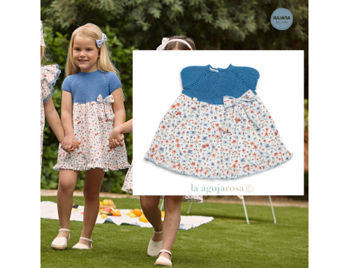 VESTIDO CUERPO DE PUNTO Y FLORES DE LA COLECCIÓN FRAMBUESA DE JULIANA