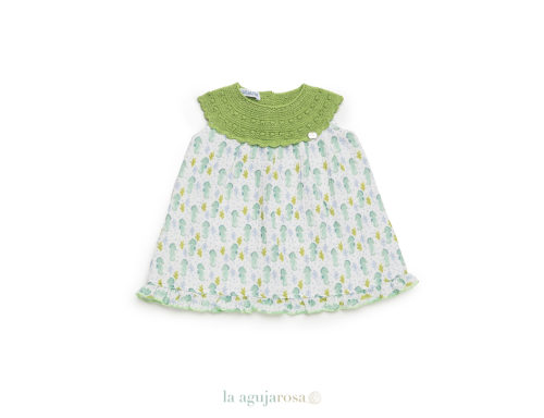 VESTIDO CUERPO DE PUNTO TELA CABALLITOS DE MAR DE LA COLECCIÓN LIMA DE JULIANA