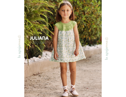 VESTIDO CUERPO DE PUNTO TELA CABALLITOS DE MAR DE LA COLECCIÓN LIMA DE JULIANA