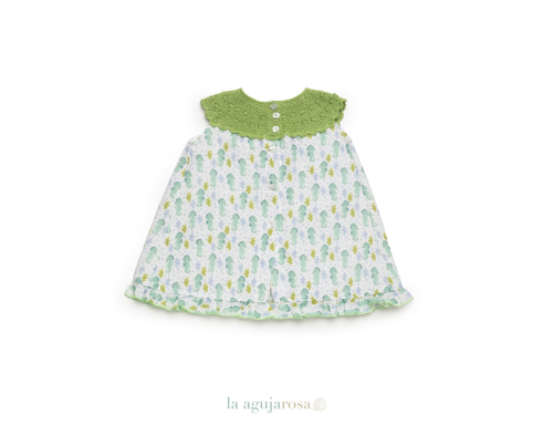 VESTIDO CUERPO DE PUNTO TELA CABALLITOS DE MAR DE LA COLECCIÓN LIMA DE JULIANA