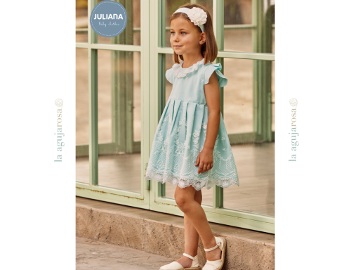 VESTIDO CORTADO CINTURA ENCAJE 2 COLORES DE LA COLECCIÓN MENTA DE JULIANA