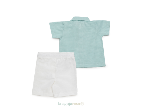 CONJUNTO CAMISA NIÑO MANGA CORTA DE LA COLECCIÓN MENTA DE JULIANA
