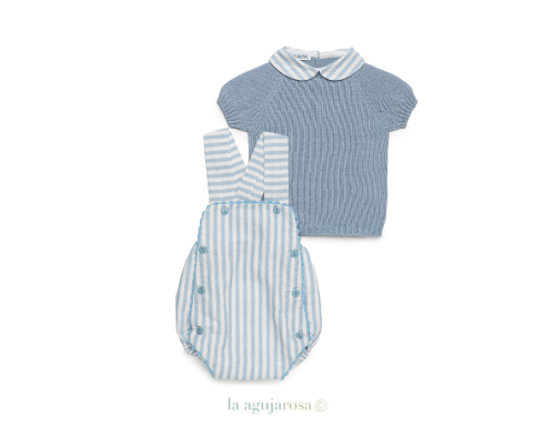 PETO TELA RAYADA CON JERSEY DE PUNTO DE LA COLECCIÓN LIMONADA DE JULIANA