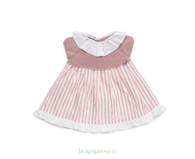 VESTIDO CUERPO DE PUNTO Y TELA RAYADA DE LA COLECCIÓN... 2