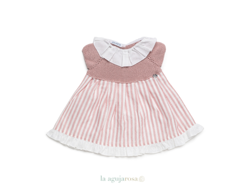 VESTIDO CUERPO DE PUNTO Y TELA RAYADA DE LA COLECCIÓN LIMONADA DE JULIANA