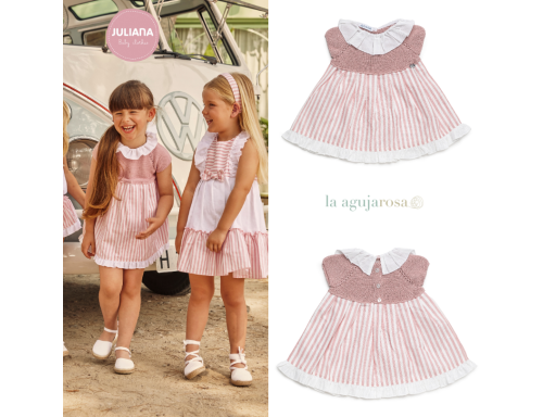 VESTIDO CUERPO DE PUNTO Y TELA RAYADA DE LA COLECCIÓN LIMONADA DE JULIANA