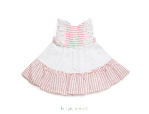 VESTIDO 2 VOLANTES RAYADO LAZO DE LA COLECCIÓN LIMONADA DE JULIANA
