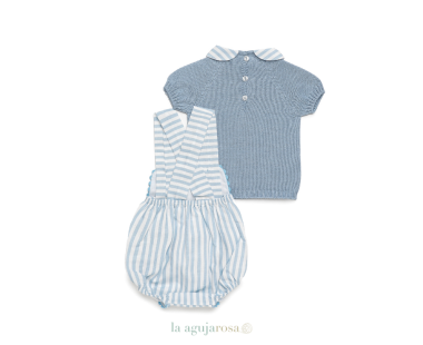 PETO TELA RAYADA CON JERSEY DE PUNTO DE LA COLECCIÓN... 2