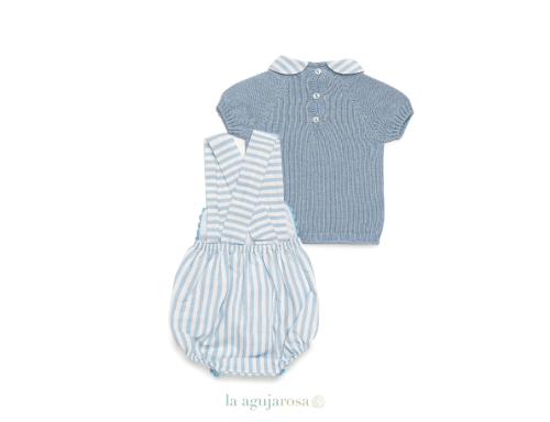 PETO TELA RAYADA CON JERSEY DE PUNTO DE LA COLECCIÓN LIMONADA DE JULIANA