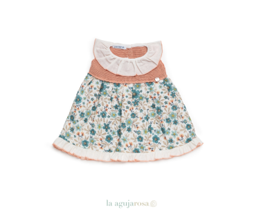 VESTIDO CUERPO DE PUNTO FLORES DE LA COLECCIÓN VAINILLA... 2