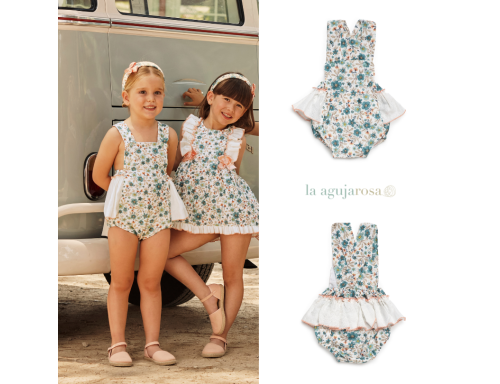 PETO DE TELA DE FLORES CON VOLANTE DE LA COLECCIÓN VAINILLA DE JULIANA