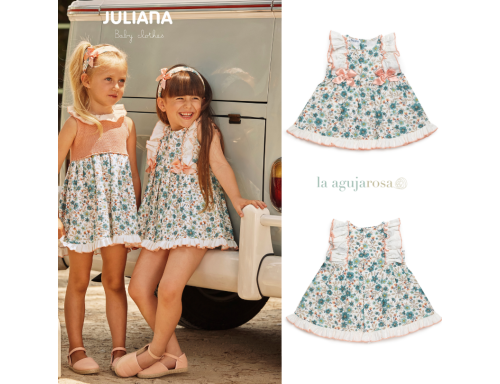 VESTIDO CORTADO A LA CINTURA FLORES DE LA COLECCIÓN VAINILLA DE JULIANA