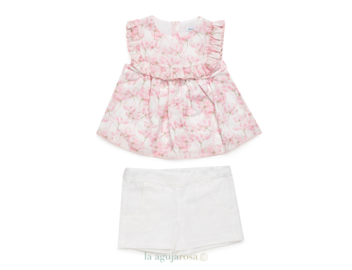 CONJUNTO PANTALÓN CAMISA NIÑA FLORES DE LA COLECCIÓN CARAMELO DE JULIANA