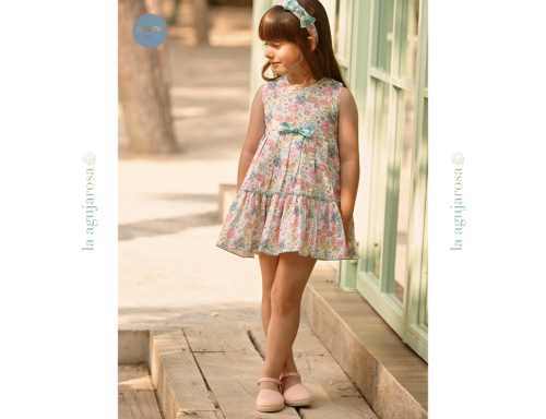 VESTIDO 2 VOLANTES CUADROS FLORES DE LA COLECCIÓNAZÚCAR DE JULIANA