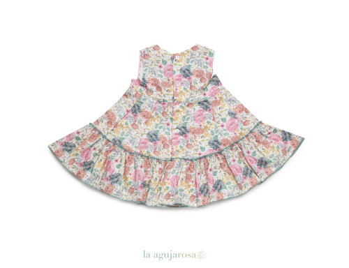 VESTIDO 2 VOLANTES CUADROS FLORES DE LA COLECCIÓNAZÚCAR DE JULIANA