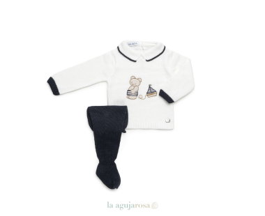 CONJUNTO 2P LISO BORDADO OSO DE LA COLECCIÓN PIÑÓN DE...