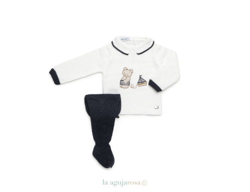 CONJUNTO 2P LISO BORDADO OSO DE LA COLECCIÓN PIÑÓN DE JULIANA