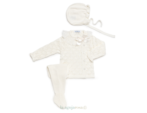 CONJUNTO 3P CALADO ROMBOS DE LA COLECCIÓN CANELA DE JULIANA