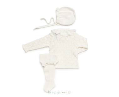 CONJUNTO 3P CALADO ROMBOS DE LA COLECCIÓN CANELA DE JULIANA 2