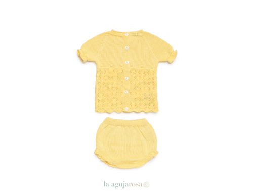 CONJUNTO BRAGA PUNTO CALADO BODOQUES DE LA COLECCIÓN LIMÓN DE JULIANA