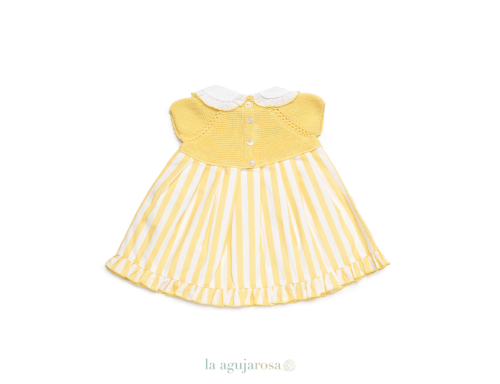 VESTIDO CUERPO DE PUNTO RAYADO DE LA COLECCIÓN LIMÓN DE JULIANA