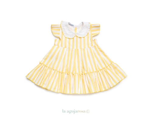 VESTIDO 2 VOLANTES RAYADO DE LA COLECCIÓN LIMÓN DE JULIANA