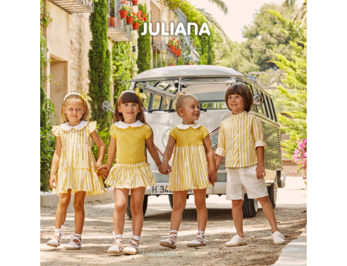 VESTIDO 2 VOLANTES RAYADO DE LA COLECCIÓN LIMÓN DE JULIANA