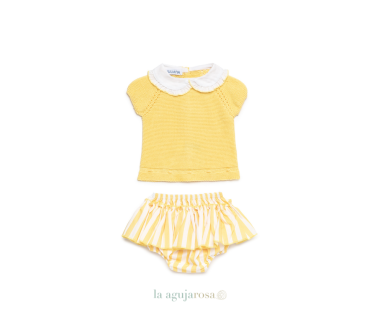 CONJUNTO BRAGA VOLANTE TELA RAYADA DE LA COLECCIÓN LIMÓN...