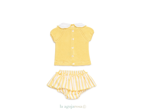 CONJUNTO BRAGA VOLANTE TELA RAYADA DE LA COLECCIÓN LIMÓN DE JULIANA