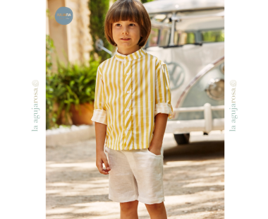 CONJUNTO CAMISA NIÑO MANGA LARGA RAYADO DE LA COLECCIÓN...