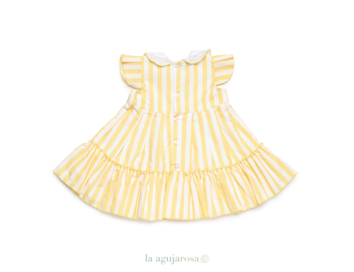 VESTIDO 2 VOLANTES RAYADO DE LA COLECCIÓN LIMÓN DE JULIANA