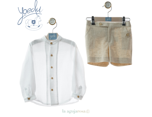 TRAJE NIÑO PANTALÓN BERMUDA DE CEREMONIA DE LA FAMILIA CERÁMICA DE YOEDU