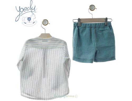 TRAJE DE NIÑO PANTALÓN BERMUDA DE LA FAMILIA AZULEJO DE YOEDU