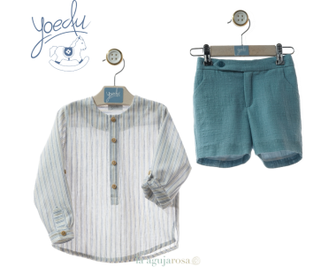 TRAJE DE NIÑO PANTALÓN BERMUDA DE LA FAMILIA AZULEJO DE...