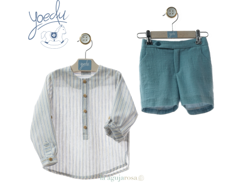 TRAJE DE NIÑO PANTALÓN BERMUDA DE LA FAMILIA AZULEJO DE YOEDU