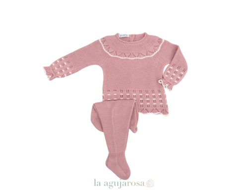 CONJUNTO 2P LIN EMPIECE CALADO FLOR MAQUILLAJE DE LA COLECCIÓN MANDARINA DE JULIANA