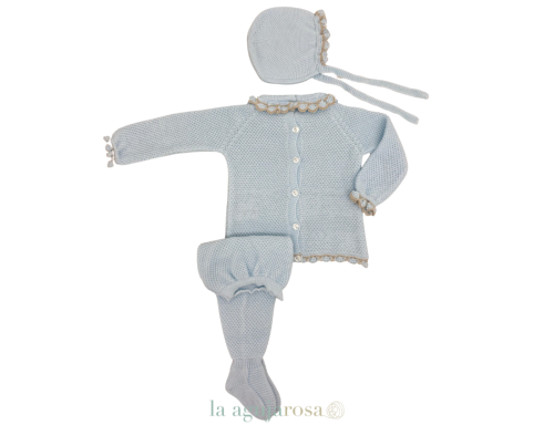 CONJUNTO 3P CANESÚ MOTAS EN CELESTE DE LA COLECCIÓN MIEL DE JULIANA