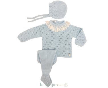 CONJUNTO TODO CALADO PUNTILLA CELESTE DE LA COLECCIÓN...