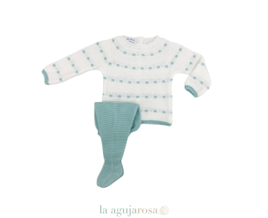 CONJUNTO 2P LINES EN BLANCO VERDE AGUA DE LA COLECCIÓN...