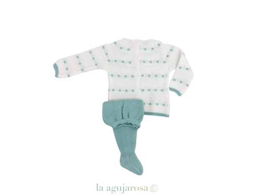 CONJUNTO 2P LINES EN BLANCO VERDE AGUA DE LA COLECCIÓN MELOCOTÓN DE JULIANA