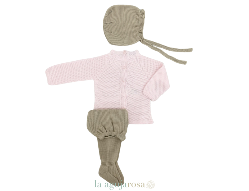 CONJUNTO 3P RECOGIDAS ROA/BEIGE LAZO DE LA COLECCIÓN AZAHAR DE JULIANA