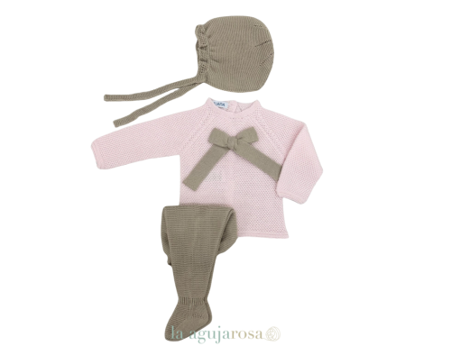 CONJUNTO 3P RECOGIDAS ROA/BEIGE LAZO DE LA COLECCIÓN AZAHAR DE JULIANA