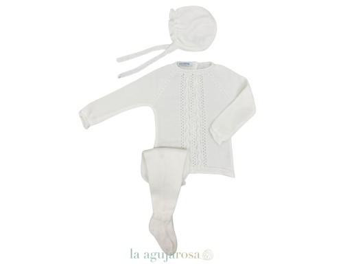 CONJUNTO 3P TACHÓN ARANES CALADOS BLANCO DE LA COLECCIÓN KIWI DE JULIANA