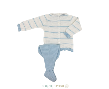 CONJUNTO 2P RAYADO BCO/CELESTE DE LA COLECCIÓN CANELA DE... 2