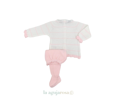 CONJUNTO 2P RAYADO BCO/ROSA DE LA COLECCIÓN CANELA DE... 2